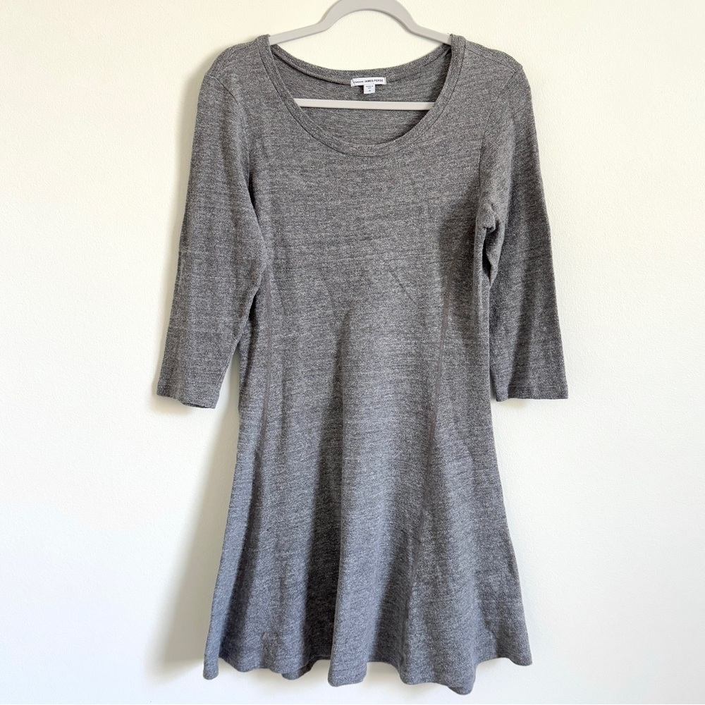 James Perse Standard Gray Knit Fit and Flare Dress Cotton Size 3 Large